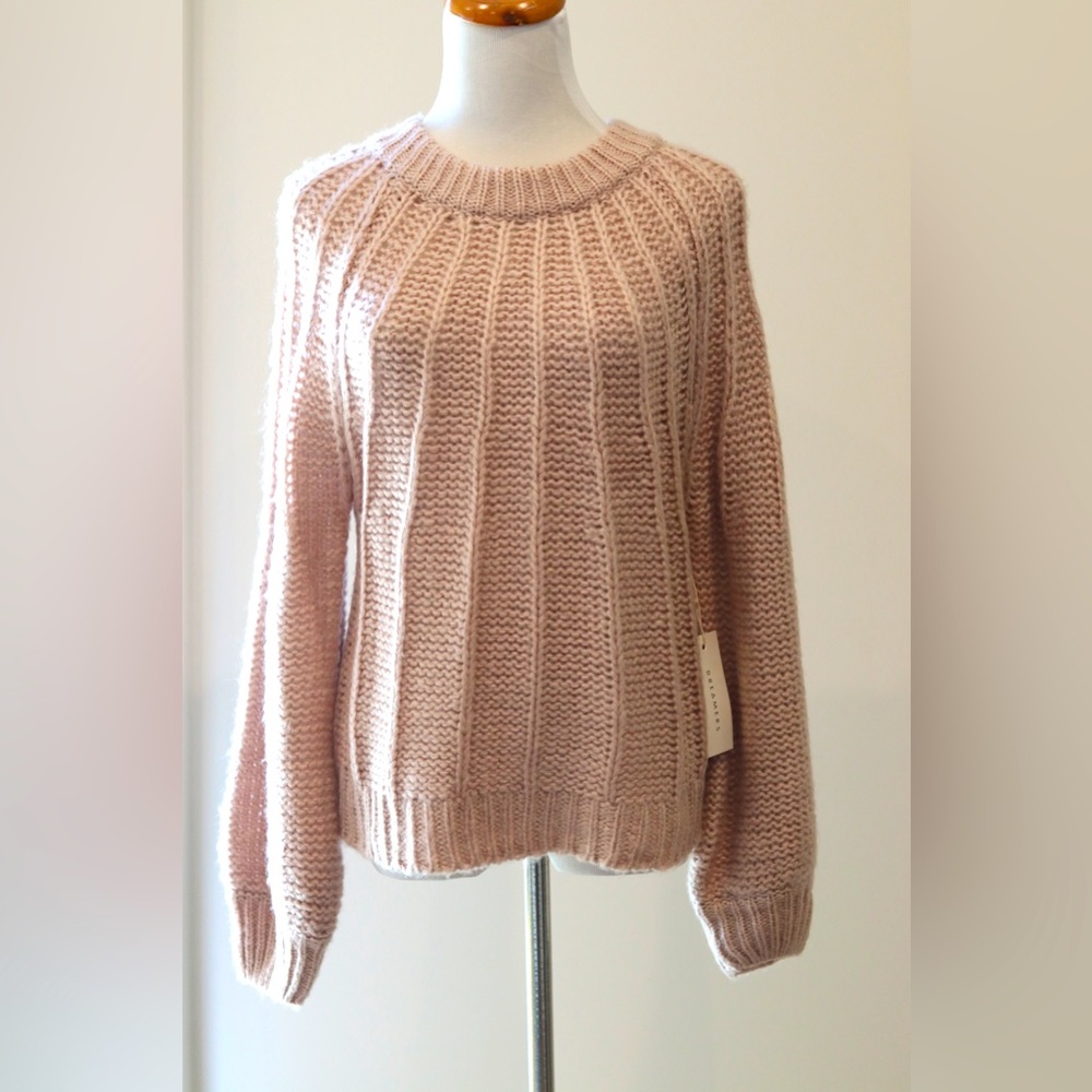 DREAMERS Nordstrom Chunky knit Womens Small Sweater Rose Fuzzy cozy winter